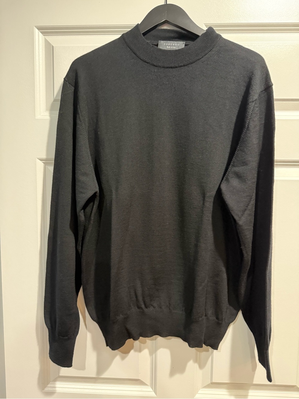 Toscano Men’s Black Merino Wool Sweater XL